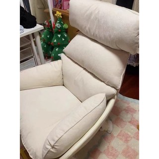 北歐簡約傢用休閒老虎椅單人旋轉沙發椅輕奢陽臺客廳可拆卸單人椅 HCFS, 米白色超纖皮+米白色, 1個