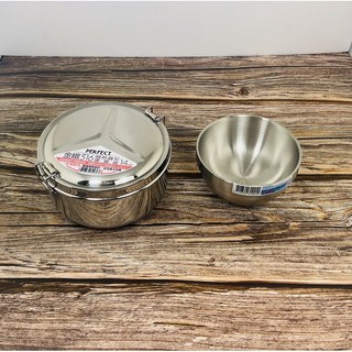 理想牌316不鏽鋼便當盒3件組 隔熱便當盒 餐碗 湯匙 小一新生 學生午餐盒, 1個, 便當盒+12cm小碗, Silver