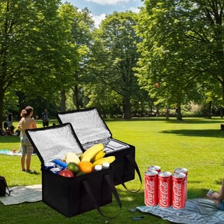 [1+1] 접이식 보냉가방 손잡이 부직포 사각 보온보냉백 중형