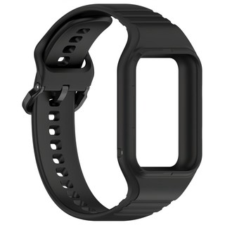 小米 Xiaomi Band 8 Pro 鎧甲造型一體式矽膠錶帶/保護殼, 黑色, 1個
