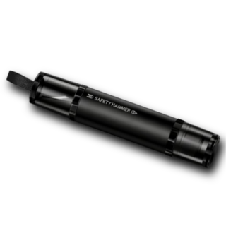 브랜스 강화유리도 파괴하는 안전벨트 컷터 차량용 비상 망치, 블랙, 1개