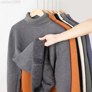 秋冬2024加厚一體絨保暖高領加絨毛衣男翻領打底針織衫休閒上衣厚