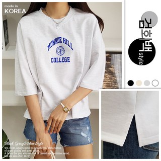 검회백스타일 여성용 국내제작 마리린먼로반팔 베이직핏 여름 라운드넥 세미 크롭기장 영문 컬러 레터링 포인트 루즈핏 반팔 티셔츠 꾸안꾸 산책룩 휴양지룩 해외여행룩 데일리 신축성