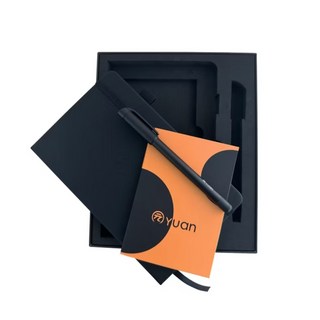 YUAN元筆記 專屬數位筆記本 (黑/黑橙) 輕薄便攜 支援智慧筆 随身輕巧 高效筆記, 黑色, 1個