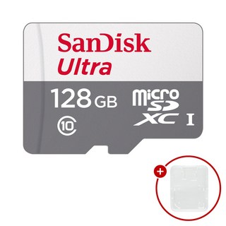 샌디스크 마이크로SD카드 울트라 SDSQUNR + SD카드 케이스, 1개, 128GB