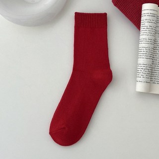 療癒系 過年開運紅襪 韓系中筒襪 女生可愛襪子