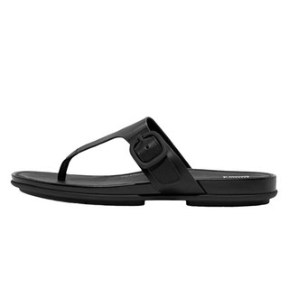 fitflop 女款GRACIE扣環皮革夾腳涼鞋 FFSO3E332BK