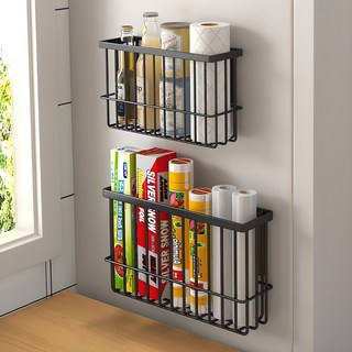 구디푸디 무타공 자석선반 부착식 철제선반, 블랙, 1개