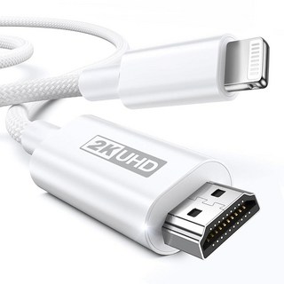 애플 MFi 인증 라이트닝 to HDMI 어댑터 케이블 2K 디지털 AV 동기화 스크린 컨버터 아이폰 아이패드 아이팟 TV 모니터 프로젝터-2m(6.5피트) 레드 플러그 앤 플, 애플 MFi 인증 라이트닝 - HDMI 케이블 어댑터