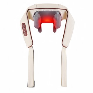 Aurevit 넥엔숄더 안마기 무선 목어깨 안마기 어깨마사지기 주무름 온열 3단계 강도조절, 베이지