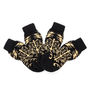 강아지 양말 롱 미끄럼 방지 발토시 소프트 바닥 잡힘 방지 오염 방지 중대형 강아지 양말 강아지 신발 가을 겨울 금털, 금화, 2XL(밴드 보내기), 1개