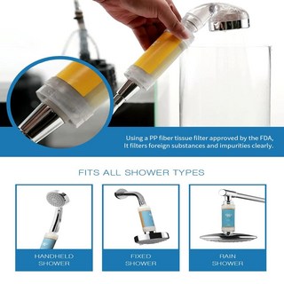 BUBBLEMON [모든 샤워 헤드에 적합] 비타민 C 샤워 필터 경수 유연제 염소 프리 피부 보습 아로마테라피 쉬운 설치 밝은 피부와 머리카락 한국산, 옐로우 (레몬 색상)