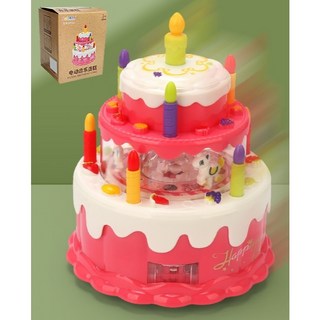 電動旋轉生日蛋糕 旋轉木馬 生日玩具 聲光音樂蛋糕 蠟燭蛋糕 兒童慶生玩具, 旋轉木馬 紅色（彩盒』直徑約11.5cm, 1個