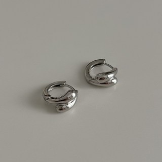 볼드 물방울 꼬임 실버 원터치 링귀걸이