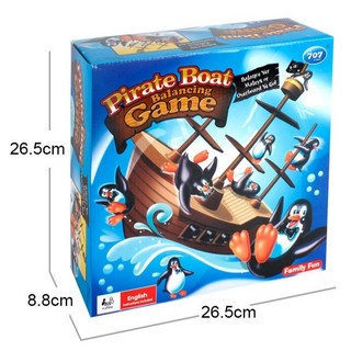 兒童桌遊企鵝海盜船平衡遊戲，親子互動平衡玩具，海盜船多人遊戲, 1個, 彩盒