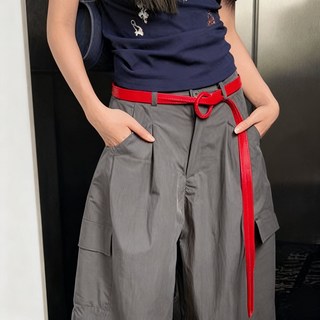 彎刀拖地工裝褲 高腰寬褲 闊腿褲 韓式工裝褲