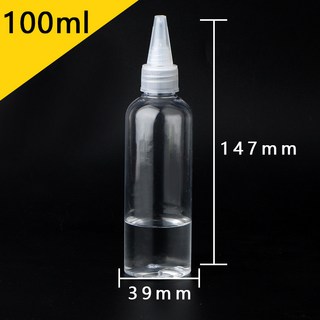 批發透明pet塑膠尖嘴瓶擠壓瓶100ml毫升調色瓶50ml乳液顏料分裝瓶, 1個, 100ml
