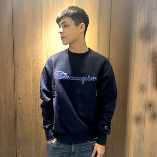 Champion 冠軍 長袖大學T，深藍色，S號 H426