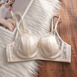 法式蕾絲內衣女大胸顯透氣薄款軟鋼圈兔耳朵杯文胸罩蕾絲內衣