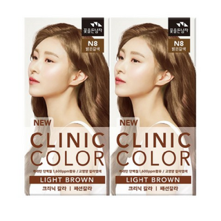 꽃을든남자 크리닉 칼라염색약, 2개, N8 밝은갈색