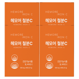 빈혈 고함량 어지럼증 도움 영양제 체내흡수 철분제, 90정, 4개