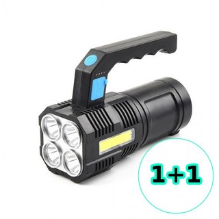 무지스 1+1 차박 캠핑 LED 4구 소형 서치라이트 랜턴 손전등 충전식, 2개