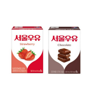서울우유 멸균 딸기 + 초코우유, 200ml, 16개