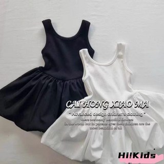 女童無袖花苞洋裝 2025新款夏季兒童背心裙 公主小黑裙