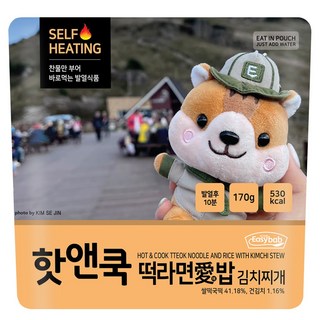이지밥 핫앤쿡 떡라면애밥 김치찌개 비화식 발열도시락 전투식량 간편식, 170g, 1개
