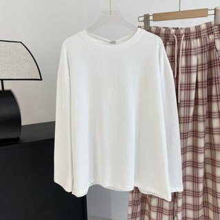 【MDMS】簡約寬鬆長版T 休閒 氣質 素色 韓版 日系 大學T 長袖上衣 圓領上衣 W064