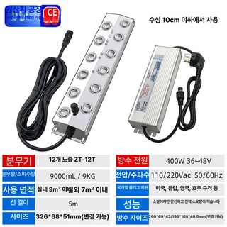 초음파 안개 발생기 어항 폭포 정원 횟집 실내 미스트, 12헤드 방수 전원 포함 12개 분무 패드 포함, 기본 모델명/품번