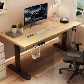 MGSHOP雙機芯電動升降桌 160/70CM 電腦桌 辦公桌 書桌 兒童升降桌(E1實木顆粒板), 單機芯原木