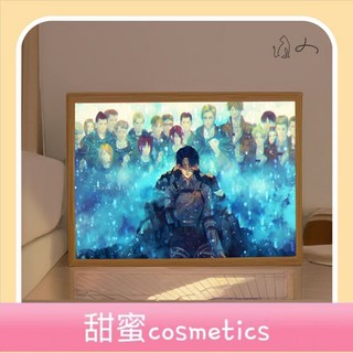 甜蜜cosmetics 進擊的巨人動漫裝飾畫，客廳臥室擺件，三色變光燈光畫，動漫周邊, 三笠,22*17插電款  三色變光