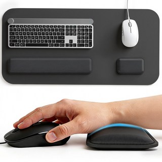 Zaxnouvi 키보드 마우스 손목받침대 세트 메모리폼 팜레스트 + 가죽 장패드 700*350mm 3종 구성 (1+1+1), 3개, 블랙