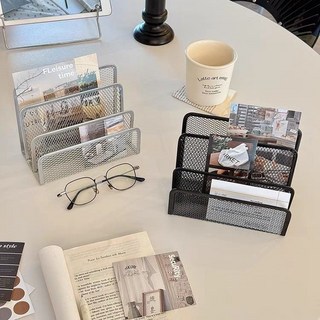 熱銷新品 【8112人收藏】鐵藝桌麵置物架複古雜誌收納架ins金屬書立閱讀架整理架宿捨擋闆, 一個黑色百搭鐵藝三層書立（可調節不是壓扁