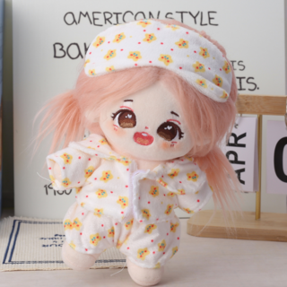 티니숲속 10cm 20cm 인형옷 파자마 잠옷 안대 포함 3종 세트, 1개, 옐로우