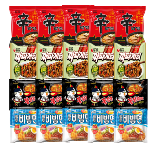 <꾼들>인기라면 모음4종 5개씩 (신라면+짜파게티+불닭+비빔면)