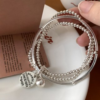 BEOURGUEST 女士層疊三層混搭銀珠手鍊