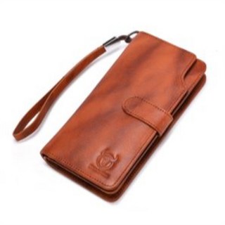 真皮長款搭扣錢包