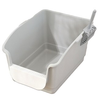 一體加高貓砂盆 三側加高 防貓砂外濺 貓咪專用, 灰色, 1個