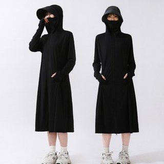 全身女2025年歐若風仙女雲袍長款防曬服外套超好看防曬衣, 黑色,均碼