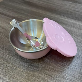 台灣製三色碗 兒童碗 304不鏽鋼隔熱碗 SGS合格 幼稚園指定專用 304不鏽鋼蓋隔熱碗, 台灣製, 1套, 1粉殼碗,1個PE蓋,1湯匙=1套(袋裝無吊卡)