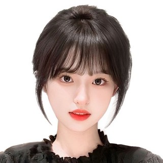 紐約精品 女短假髮真髮髮片 透氣輕量隱形增髮 法式瀏海蓬鬆自然 兩色可選, 摩卡棕, 1個