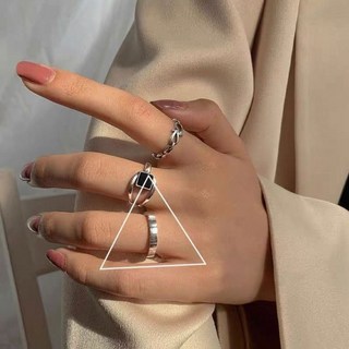 黑寶石造型戒指 簡約時尚設計