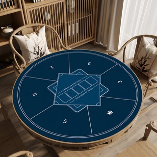 라운드 홀덤테이블 매트 텍사스 게임 칩 포커 패드 식탁보 카드, 1개, 심플 독일식 블루 원형 직경 120cm