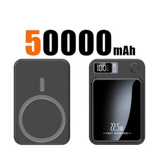 00000 mAh 22.5W 자기 보조베터리 Magsafe 용 무선 고속 충전기 iphone Huawei Samsung 용 휴대용 보조 배, 01 Black 50000mAh