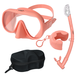 써핏 물유입차단 접이식 스노쿨링 세트, 코랄 핑크