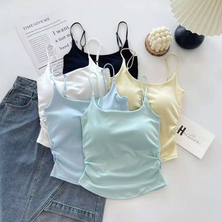 와이엔디샵 사이드 셔링 여성 데일리 캡내장 나시 크롭탑