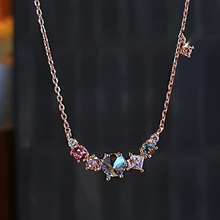 비비드 파이브 데일리 큐빅 크리스탈 목걸이