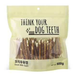 딩고껌 Think your dog teeth 오리우유껌스틱 600g 강아지 치석 제거 개껌, 2개